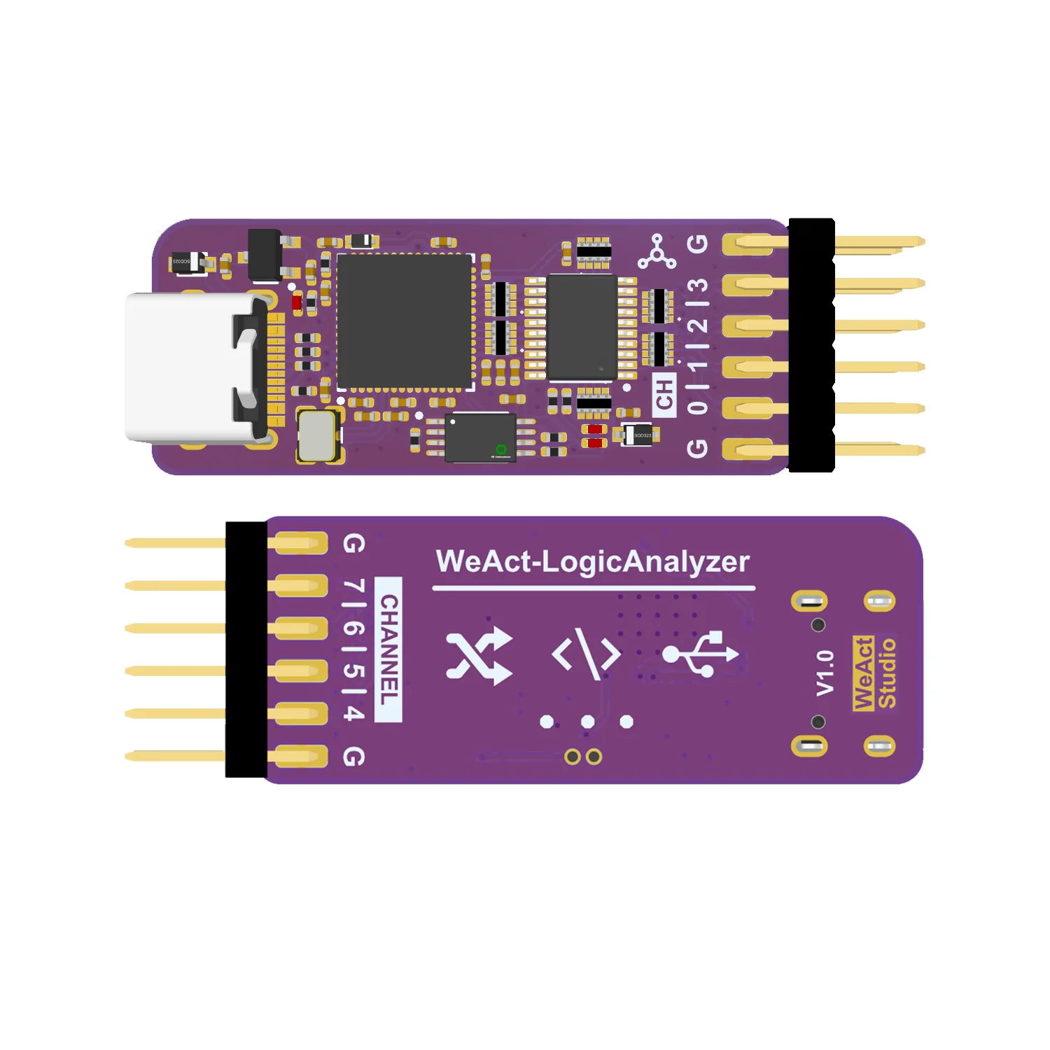 Weact usb analisador de lógica dla mini 24mhz 8ch canais ferramenta de depuração de ferragem 5v mcu braço fpga depurador