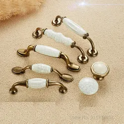 Cupboard Kitchen Hardware Retro European Fashion Cabinet Drawer Handles Bronze Closet Dresser Knobs Zinc Alloy And Ceramic