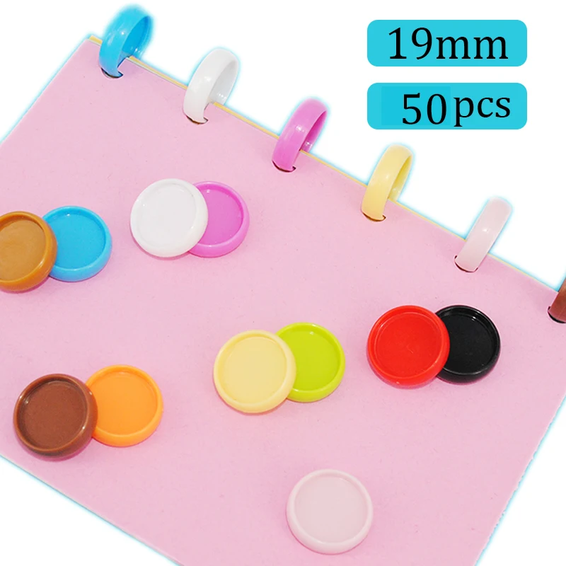 50pcs 19mm Plastic Binding Rings Mushroom Hole Discs Bind DIY 360 Degree Foldable Loose-leaf Discs Binder School Offics Supplies