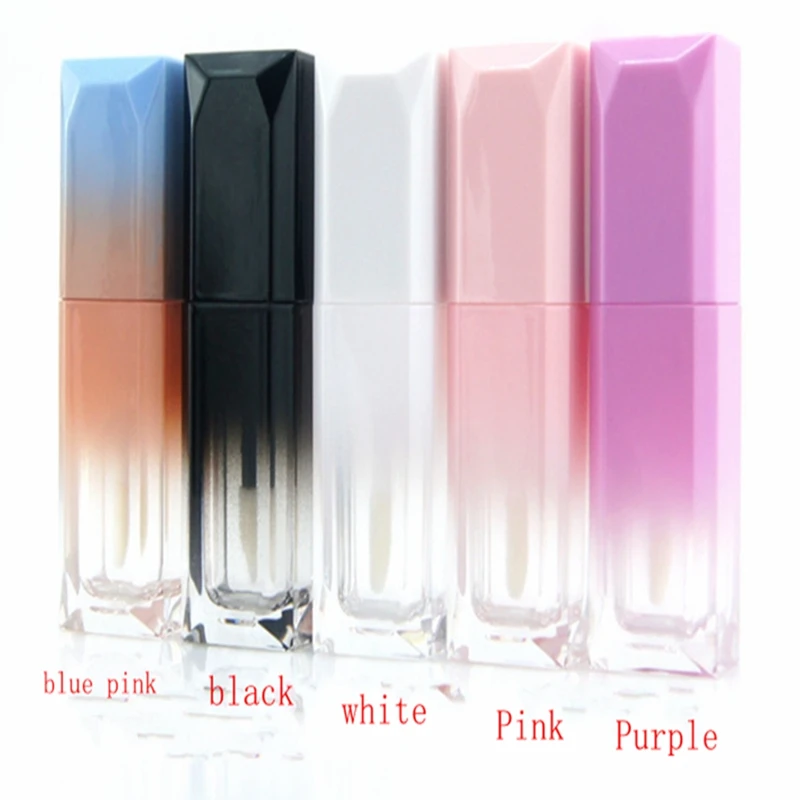 

100pcs/lot 5ML Empty Gradient Square Lip Gloss Tube Refillable Bottle Scrub Fashionable Nail Polish Containers Storage Bottle