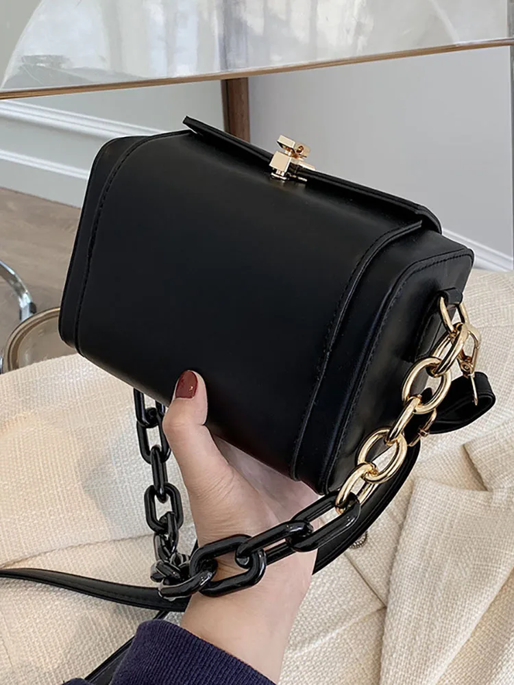 Mini Box Design PU Leather Crossbody Bags For Woman 2022 New Fashion Chains Handbag Luxury Female All-match Messenger Bag