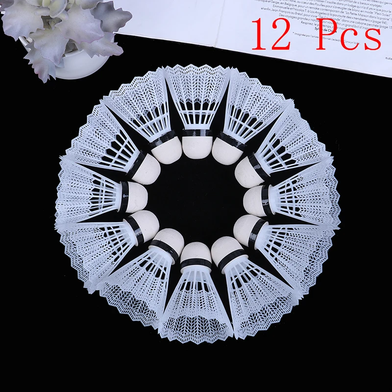 

12 Pcs White Plastic Badminton Sport Shuttlecocks Durable Training Ball