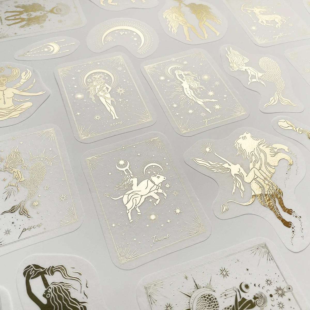 40 Pcs Bronzing Journal Sticker Creative Constellation Style Decorative Stationery Student Daily Collage Material Sticker Kawaii