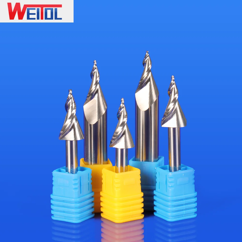 Imagem -04 - Weitol-luminosa Palavra Gravura Faca Mini Cortador de Acrílico Word Fresa Duas Flautas Router Bits Ferramentas Especiais