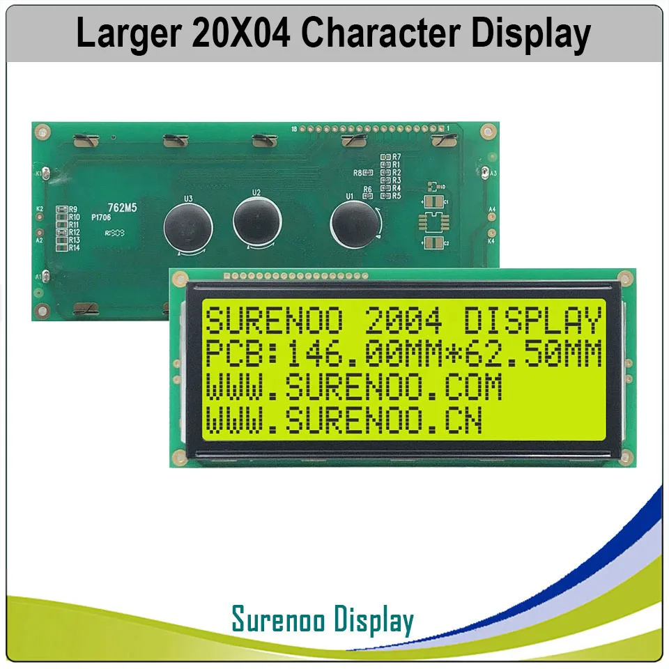 Surenoo Larger 204 20X4 2004 Character LCD Module Display Screen LCM Blue Yellow Green FSTN White LED Backlight English Japanese