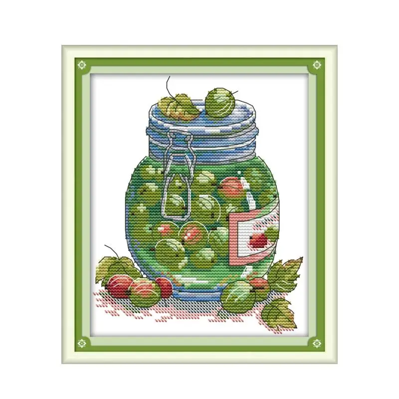 Juicy gooseberry cross stitch kit aida 14ct 11ct count printed canvas stitches embroidery DIY handmade needlework plus