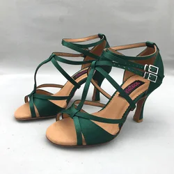 Zapatos de baile latino para mujer, Calzado cómodo de tacón bajo y alto, para Salsa, MS6232DGS, 8,5 cm