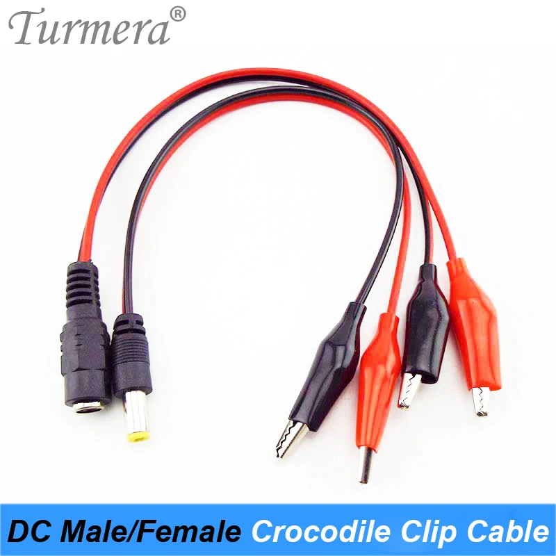 Turmera DC Male Female Jack Connector with Crocodile Clip Wire 12V Battery Cable Crocodile Clip Connector Wire 25cm DC 5.5*2.1mm