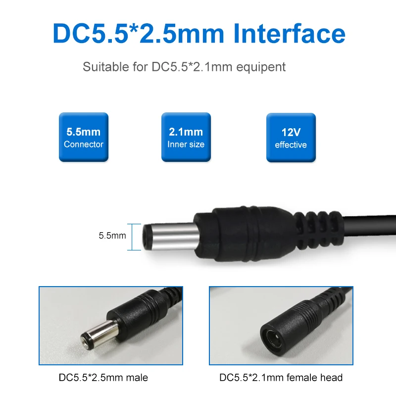 Smar 1pcs DC 전원 연장 케이블 CCTV 카메라 12 볼트 연장 코드에 대 한 5.5mm x 2.1mm 남성 플러그에 3 Meter/ 10FT 잭 소켓