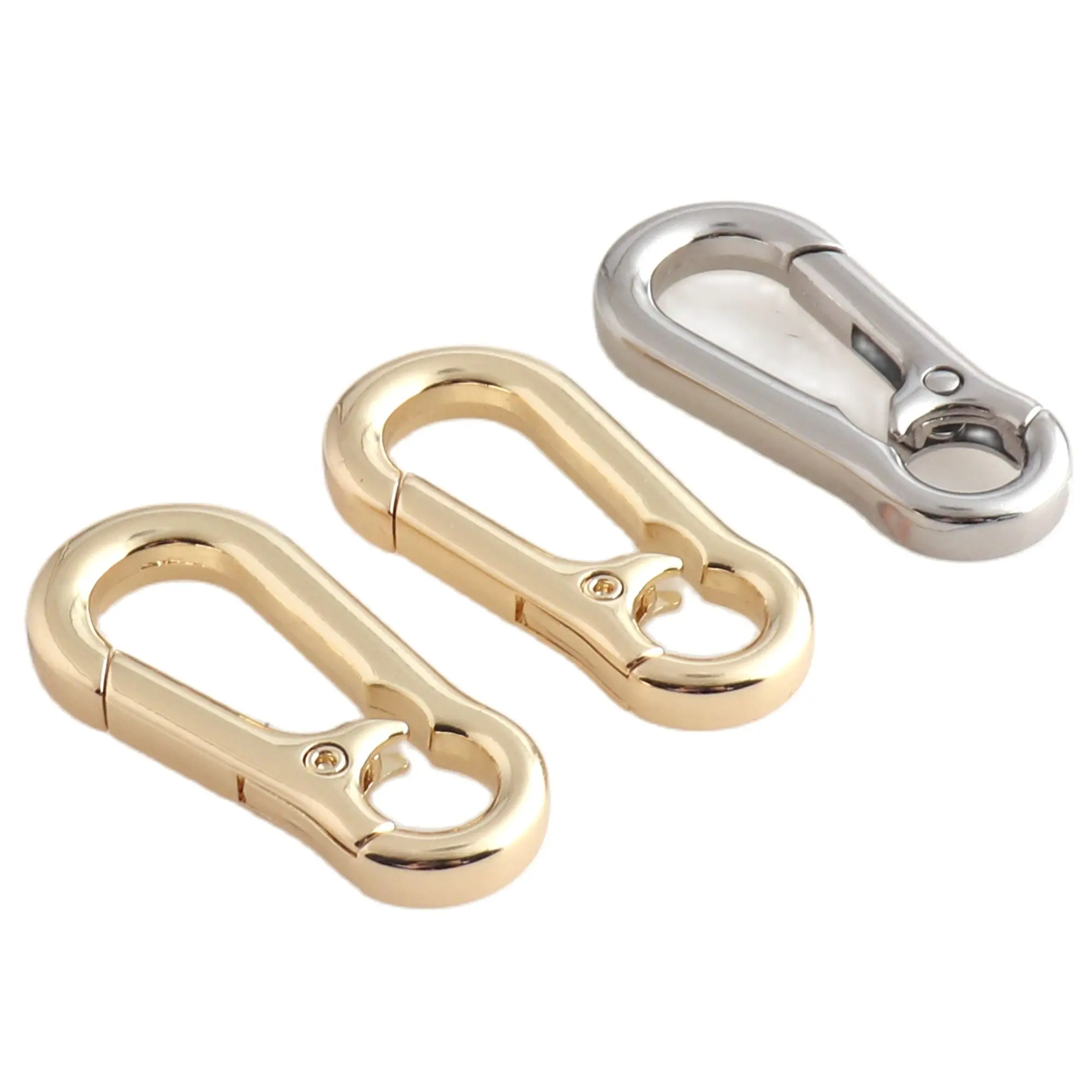 

6 PCS Silver/Pale Gold Spring Gate Ring Spring Gate Ring Push Gate ring Charm Holder purse bag purse hardware Supply-48mm