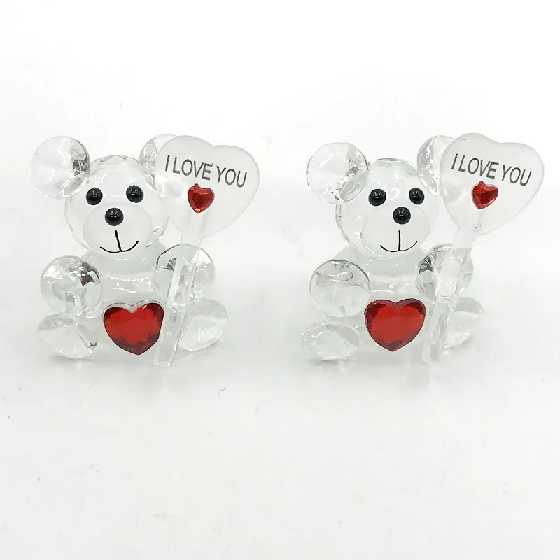 1PCS X Choice Crystal Collection Teady Bear with Red Heart Newborn Birthday Keepsakes Baby Shower Favors Wedding Party Giveaways