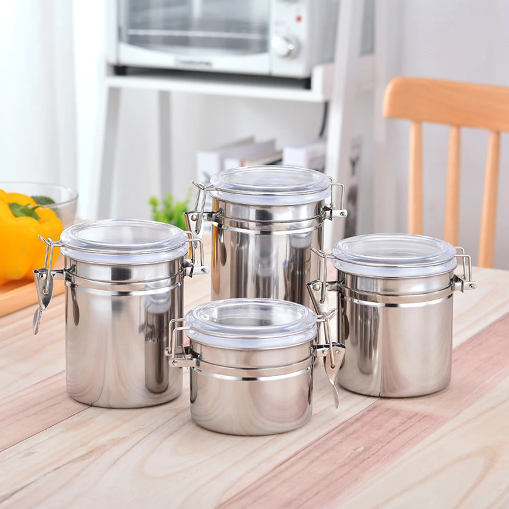 

Stainless Steel Sealed Cans Storage Box Coffee Beans Tea Tobacco Tanks Food Jars Preservation Bottle Kitchen Tools