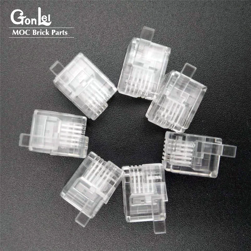 10-100Pcs RJ12 Six-core Clear Crystal head 6P6C right Buckle Position Fit for NXT EV3 High-Tech MOC Blocks Parts DIY Toys Gifts