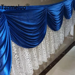 3M Long Sequin Table Skirt  Glitter Tablecloth Skirting With Top Swag Drape Ice Silk Fabric For Wedding Event Party Decoration