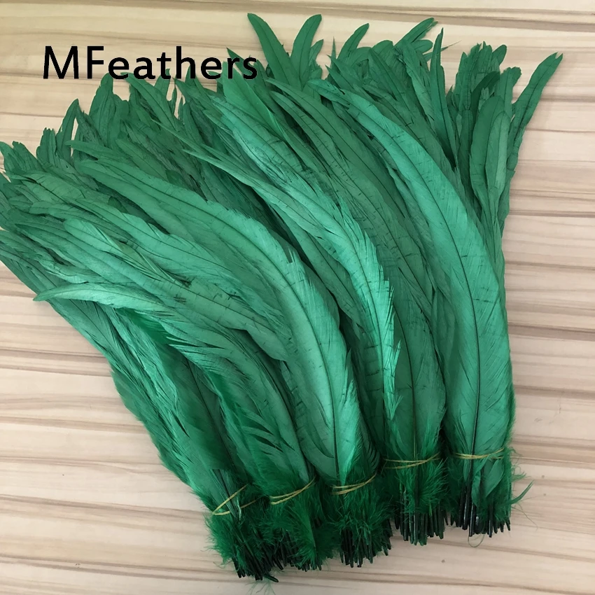 Deep green dyed rooster coque tails 35-40cm 40-45cm long chicken feathers diy natural feather for carnival christmas mask decor.