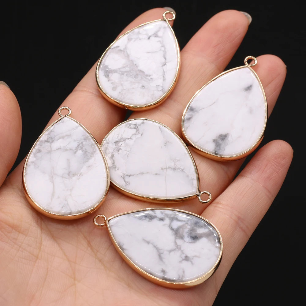 Natural Agate Stone Pendant Charms Rose Quartzs Flash Labradorites Pendant for Making DIY Necklace Accessories Gift 26x40mm