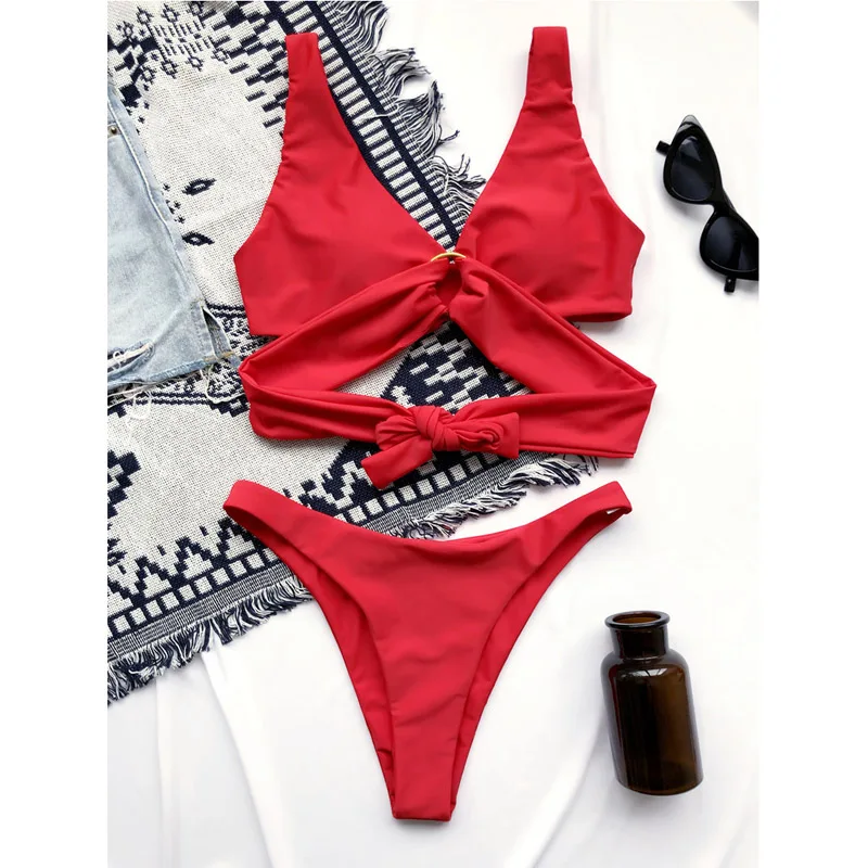 Conjunto de Bikini con realce para mujer, traje de baño Sexy con Tanga, 2024