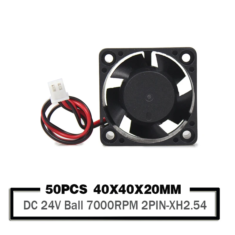 50 Pieces YOUNUON 40mm 24V 4020 Mini Computer Case Cooling Fan Ball Bearing 2Pin 4cm 40x40x20mm