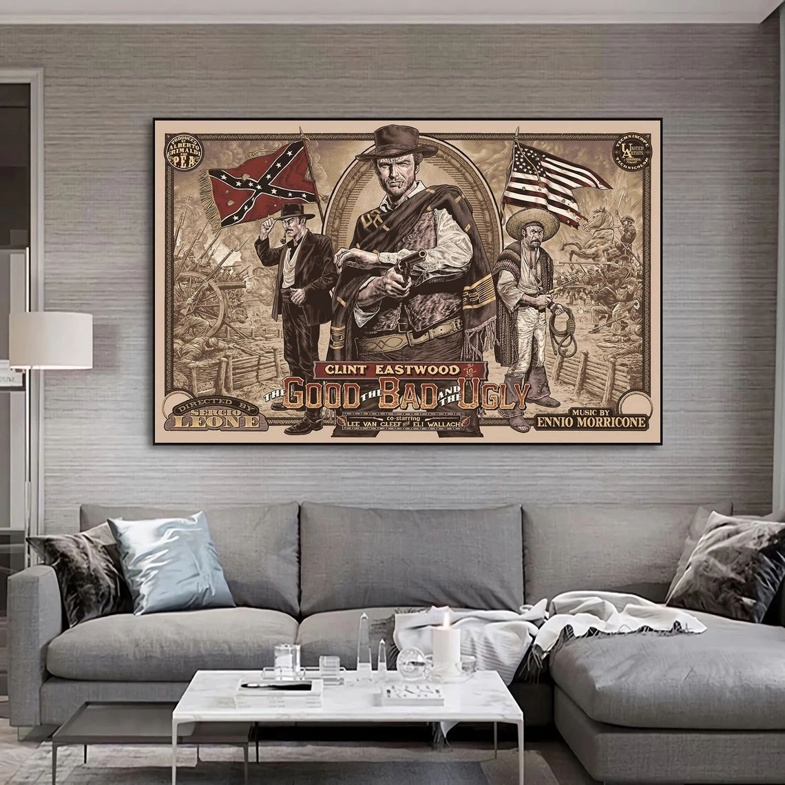 The Good The Bad And The Ugly Poster Classic Movie Poster Canvas Art Print Home Decoration Wall Painting ( No Frame )