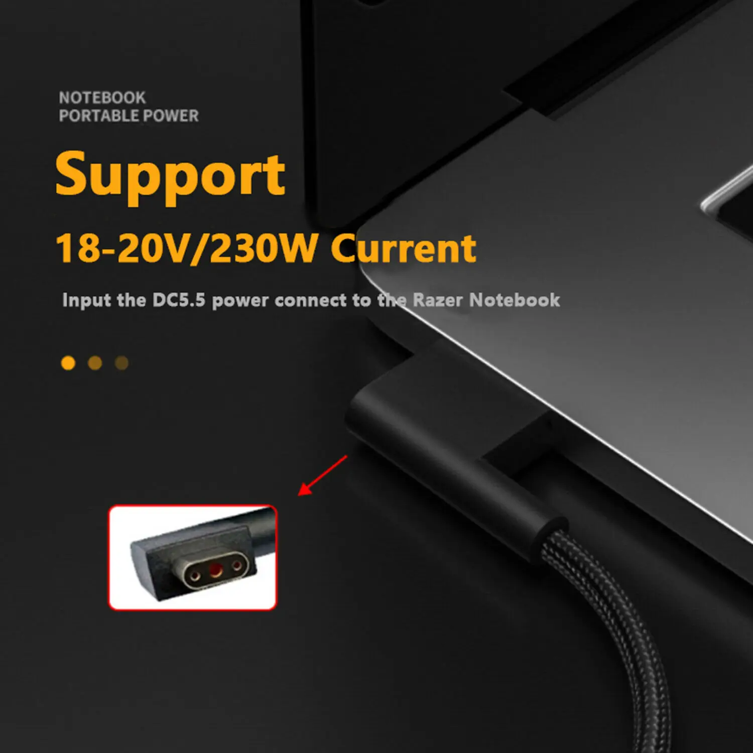 Dc ponta 7450 fêmea para 3 pinos macho plug adaptador conversor portátil cabo de mudança de energia para razer blade pro 17 15 gtx1070