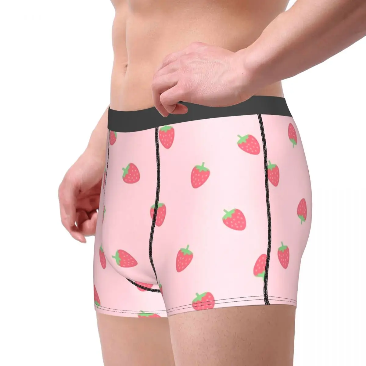 Strawberries Kawaii Cute Pastel Pink Cottagecore Rural Aesthetic Underpants Cotton Panties Men's Underwear Shorts Boxer Briefs