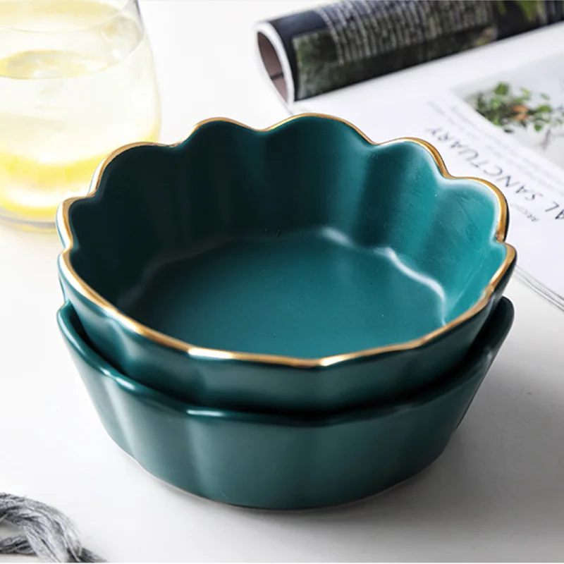 MUZITY Ceramic Bowl Flower Shape Procelain Pigmented Salad or Dessert Bowl for Dinner