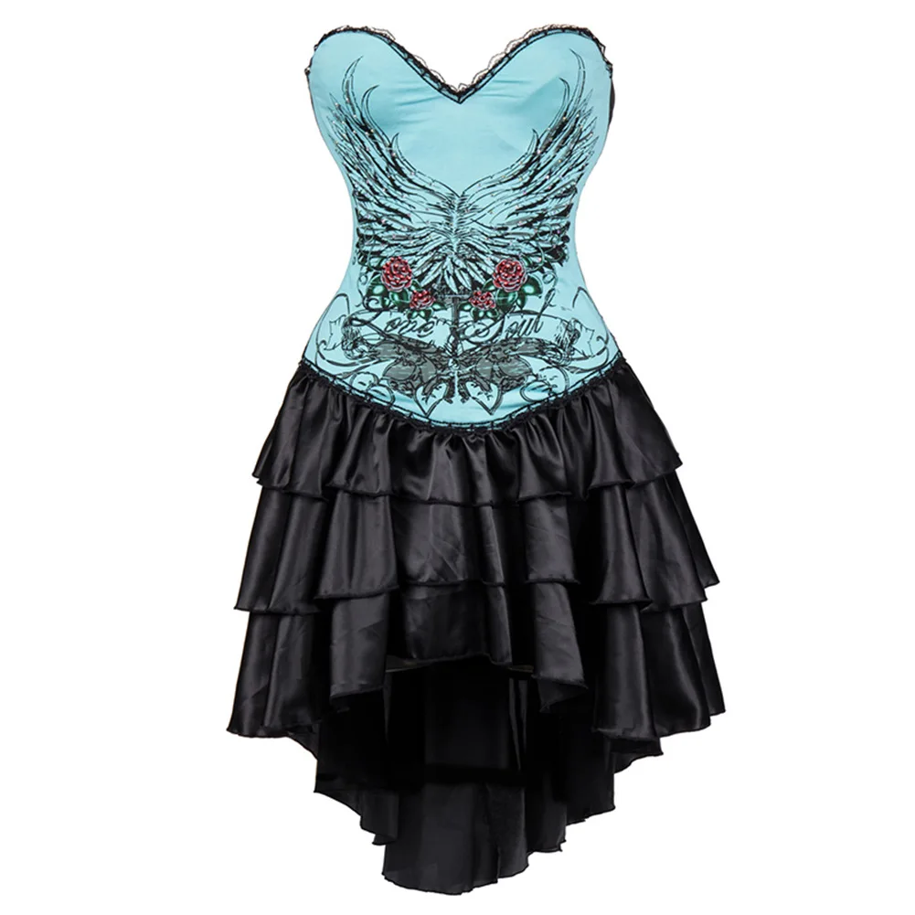 New  Sexy Corset Women's Wear Sexy Personality Fashion Print Shaping Dress Court Style Splicing Corset SKIRT PARTY DRESS