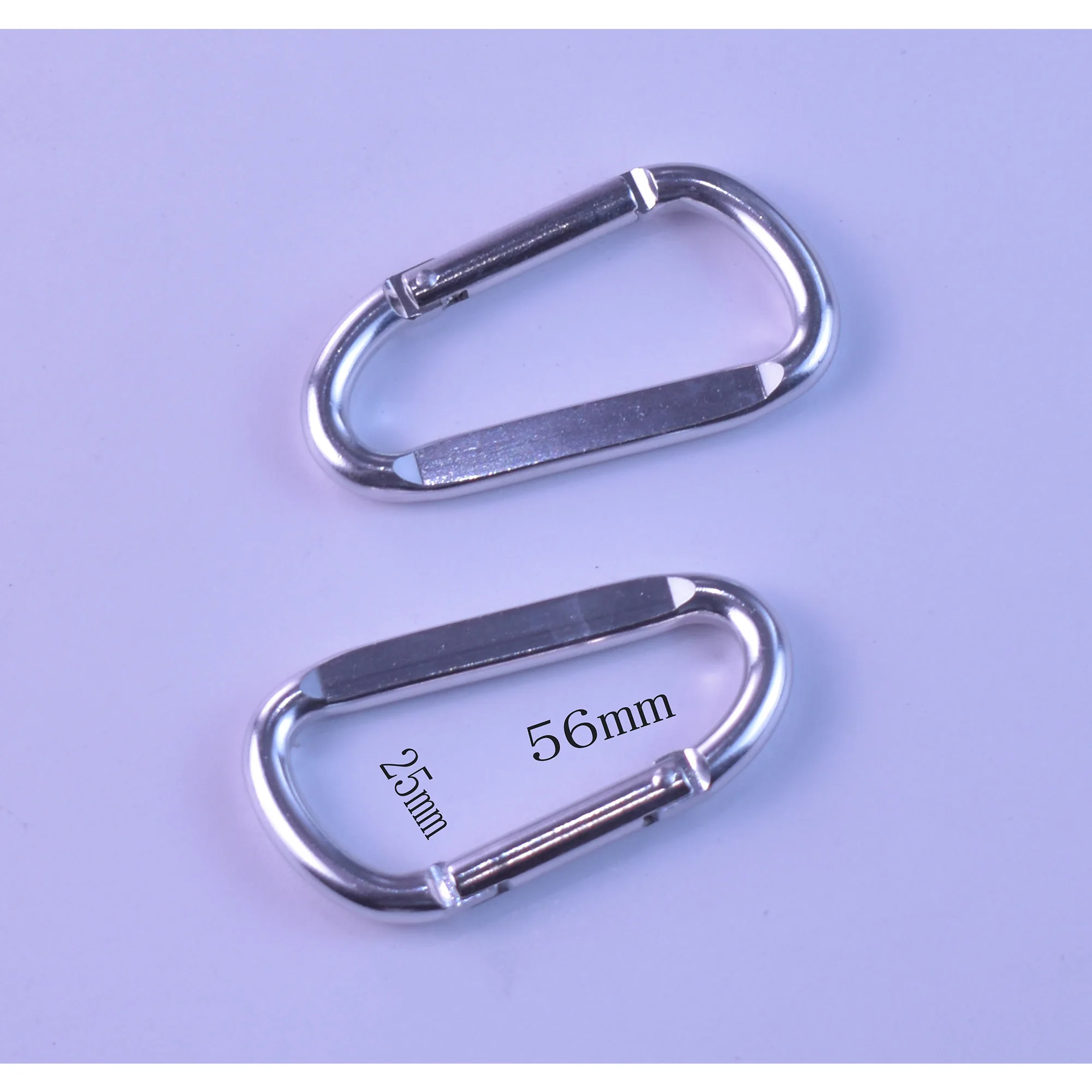 2pcs Climbing buckles climb ring Silver spring buckle ring hook key buckle climbing accessories 56*25 mm