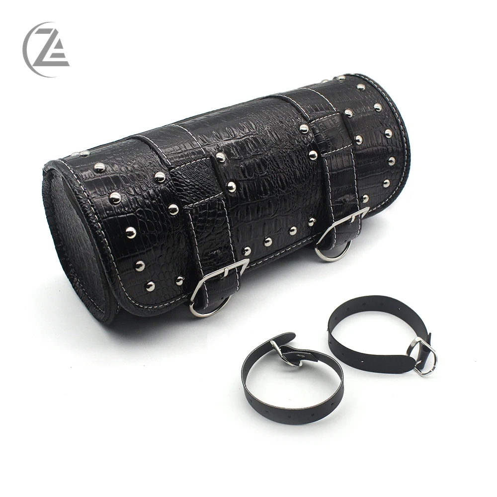 ACZ Motorcycle PU Leather Vintage Saddlebag Roll Barrel Tool Side Saddle Bag for Harley for Honda Davidson Softail Custom 