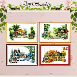 Four Seasons Scenery Patterns Counted Cross Stitch Set DIY 11CT 14CT 16CT Stamped DMC Cross-stitch Kit Embroidery Needlework