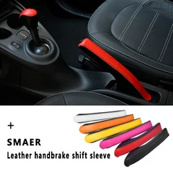 Auto Gear Shift Lever Leather Sleeve Parking Brake Protective Cover For Smart 453 Fortwo Forfour Car Decoration Accessories
