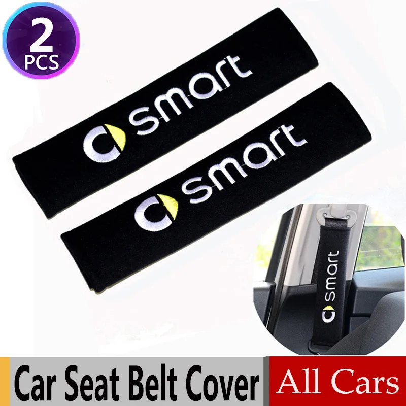 Car-styling with All Cars Embroide Racing Car Styling Seat Belt Cover Pad for Smart Fortwo FORSPEED FORFOUR ROADSTER FORSTARS