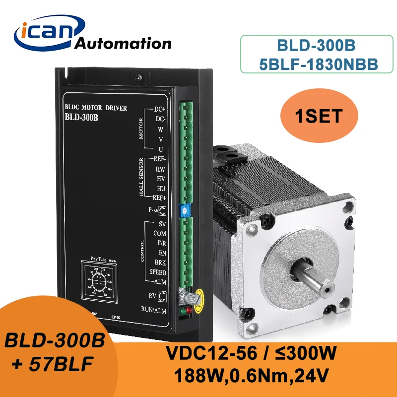 ICAN 188Watt Brushless Motor With Hall Sensor Brushless Controller24Volt BLD-300B 300WAtt BLDC Motor Driver Set