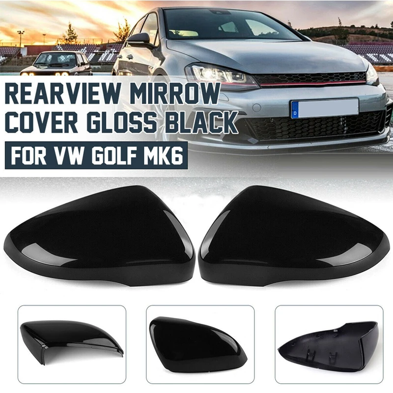 Rhyming Glossy Black Mirror Rearview Mirror Cover Wing Side Cap Fit For VW GOLF 6 MK6 GTI R GTD 2008-2013 Car Accessories