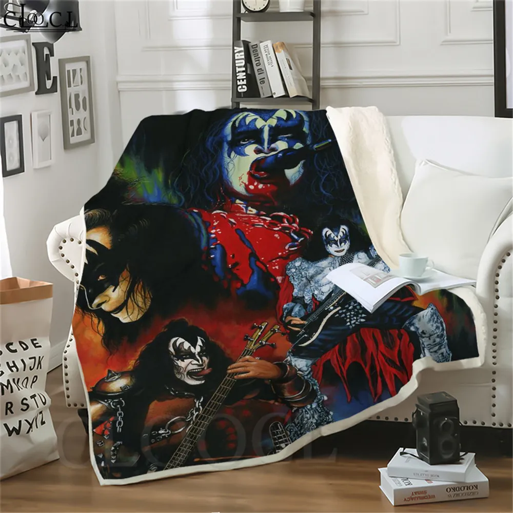 

Double Layer Blankets KISS Rock Band 3D Throw Blankets for Beds Outdoor Party Travel Airplane Nap Kids Adult Thicken Quilt