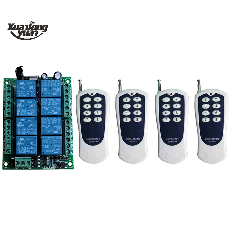 

Wireless Universal Remote Control 315/433 MHz DC 12V 24V 8CH rf Relay Receiver and remote control for Wireless Smart Transmitter