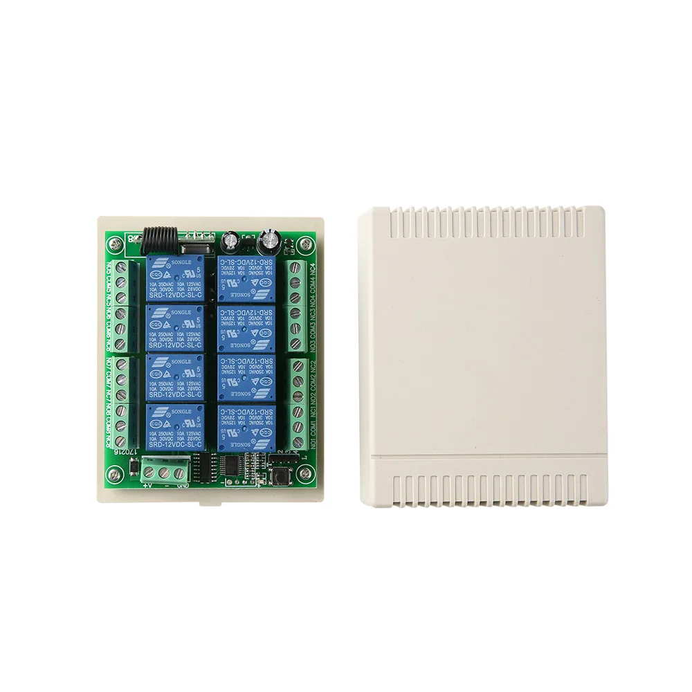 DC12V 8CH Wireless Smart Home Remote Control Switch Receiver Relay Module Controller TX 8 Buttons 433MHz RF Transmitter