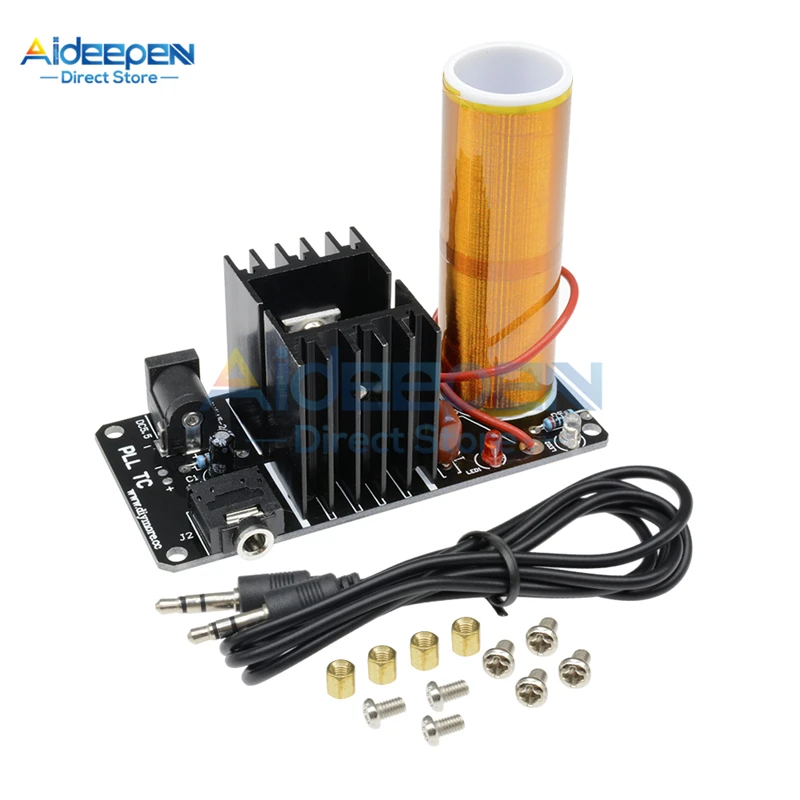 Kit de Bobina de Música Tesla sem Fio Mini Caixa de Som de Plasma Tesla com Transmissão sem Fio 15w dc 1524v 15w Kit Diy