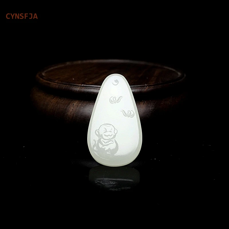 

CYNSFJA New Real Rare Certified Natural Hetian Jade Nephrite Unisex Lucky Amulets Monkey Jade Pendant High Quality Birthday Gift