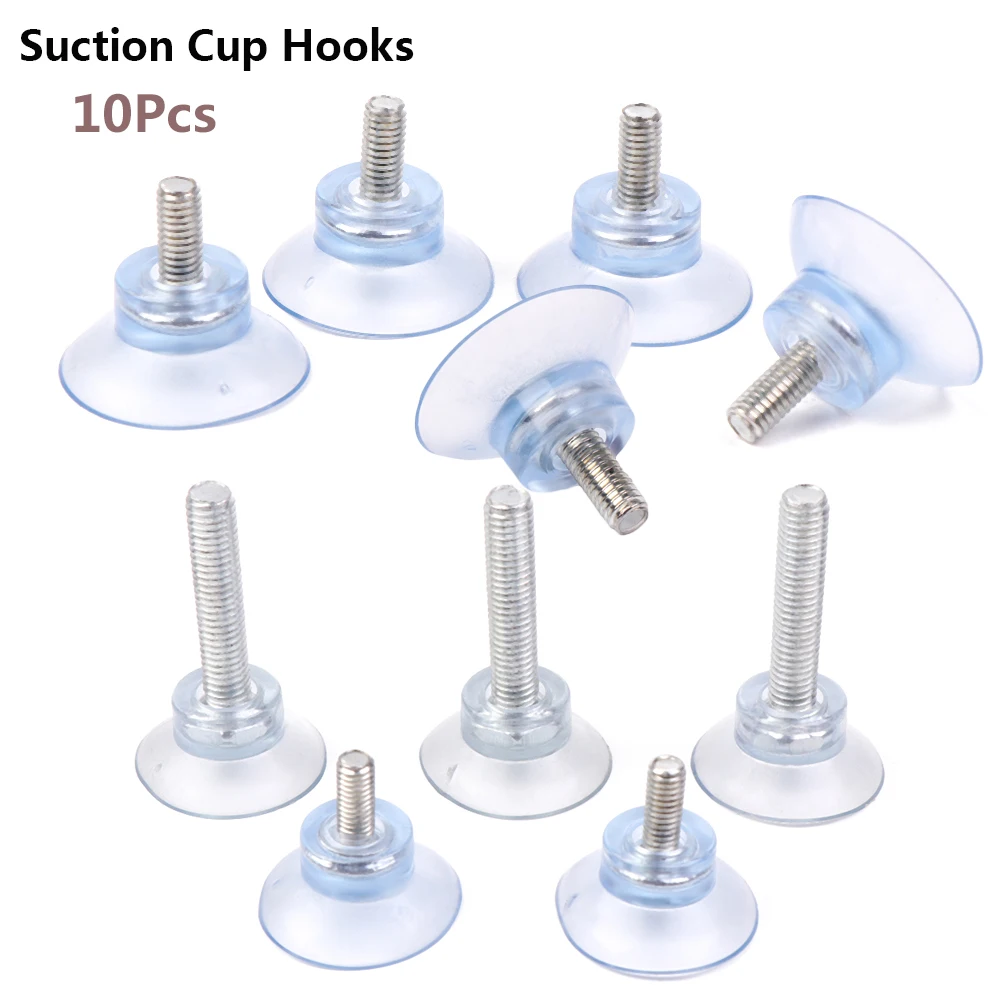 10Pcs M6/M8 Screw Rubber Suction Cup Wall Hook Sucker Transparent Suckers Turn Nut Glass Table Tops Storage Tool Hooks