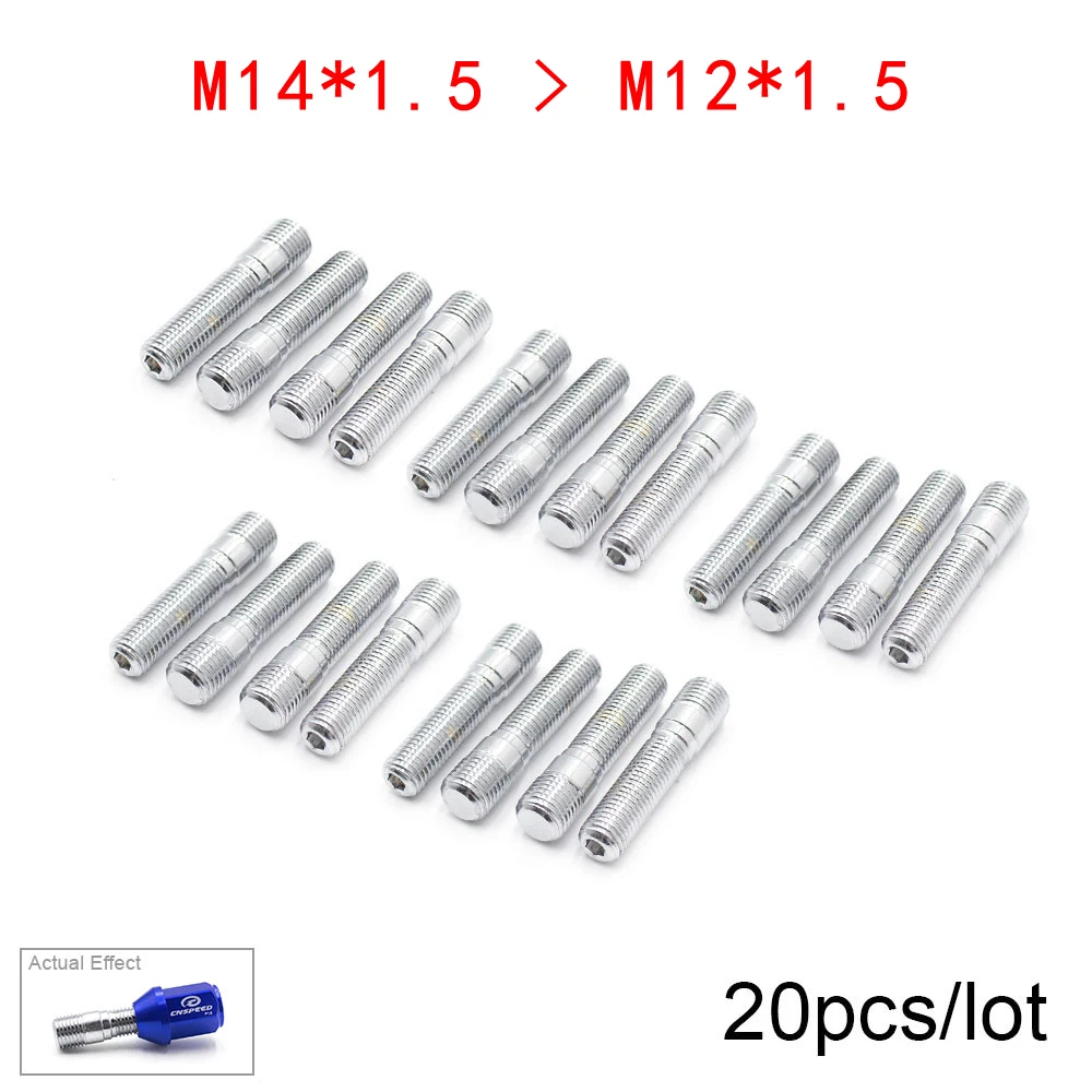 20Pcs/Set 50/58MM 14x1.5/14x1.25/12x1.5/12x1.25 TO 12x1.5 Wheel Stud Conversion Tall Lug Bolts To Studs