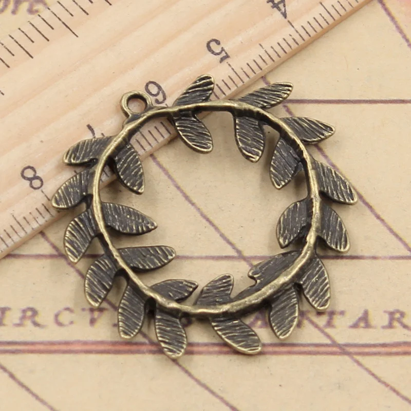 10pcs Charms Olive Branch Wreath 41x36mm Tibetan Bronze Silver Color Pendants Antique Jewelry Making DIY Handmade Craft