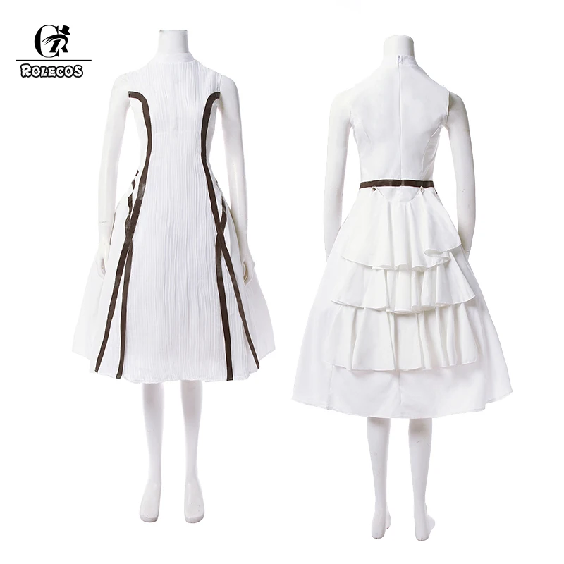 ROLECOS-Costume de Cosplay en Verre pour Femme, Robe Blanche, Ensemble Complet