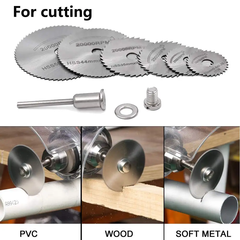 7pcs Mini Circular Saw Blade Set High Speed Steel Cutting Disc with 1/8\