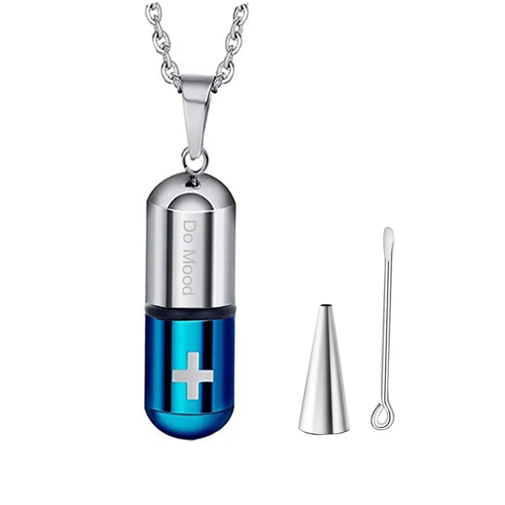 Stainless Steel Jewelry Cross Capsule Medicine  Pills Pendant Cremation Urn Necklace for Ashes Bottle Pendant for Ash Jewelry