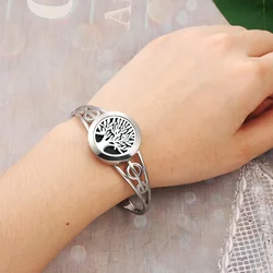 Tree of Life Essential Oil Diffuser Bracelet for Women Stainless Steel 316L Bangle Diffuser Locket Bracelet Aromatherapy Jewelry