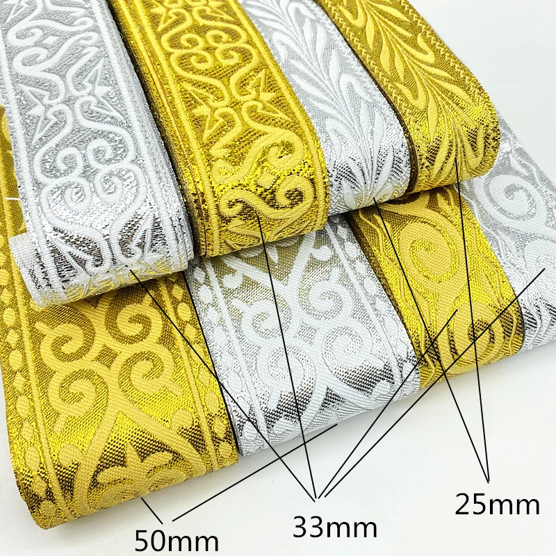 7 Yards Gold Silver Vintage Ethnic Embroidery Lace Ribbon Boho  Trim DIY Clothes Bag Accessories Embroidered Fabric