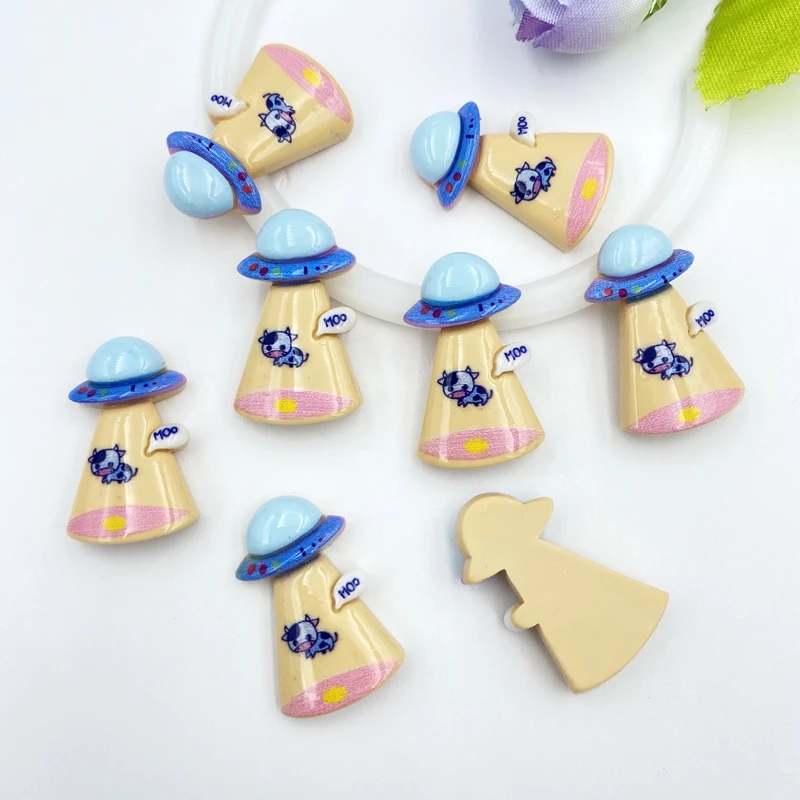 10pcs/lot kawaii resin Cute Mini UFO flatback cabochons For Hair Bow Centers DIY Scrapbooking Decor C25