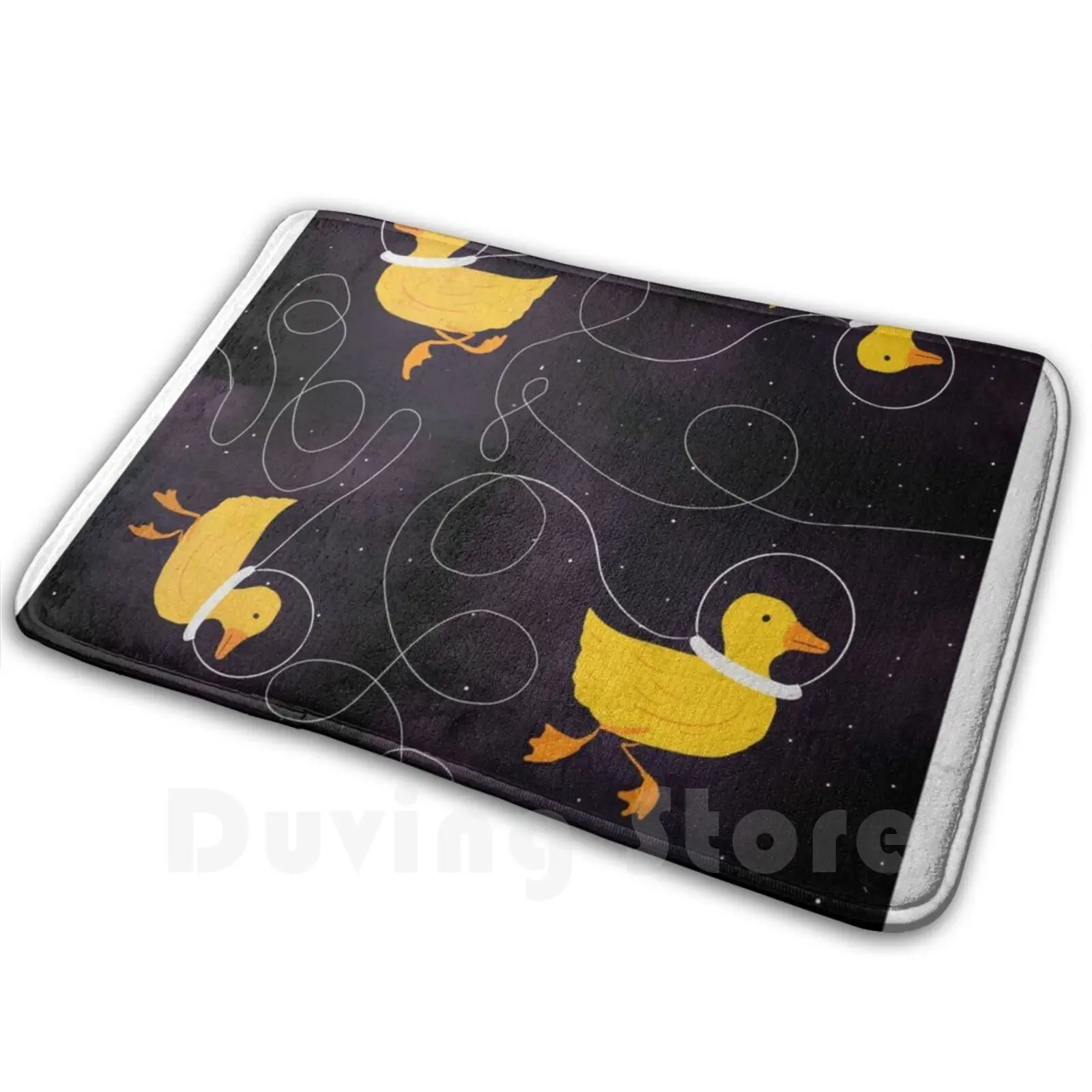 Ducks From Outerspace Carpet Mat Rug Cushion Soft Duck Bird Space Outerspace Stars Funny Cartoon Astronaut Helmet Float Swim