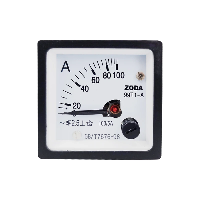 1PC 99T1-A 50/5A 100/5A 200/5A 600/5A AC Analog Meter Panel Gauge AMP Current Meter Use with Transfomer 48*48MM Amperimetros